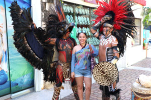 Men in mayan costumes in Cozumel